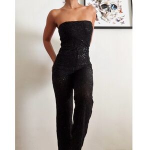 Black Strapless Sequin Jumpsuit ✨